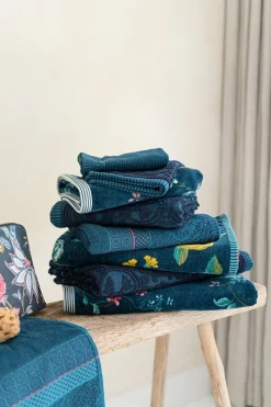 Pip Studio Handtücher|Große Handtuch Les Fleurs Dunkel 70x140 cm Blau
