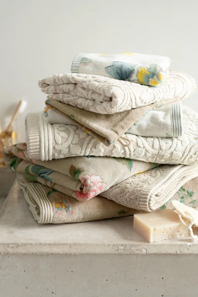 Pip Studio Handtücher|Große Handtuch Les Fleurs 70x140 cm Khaki