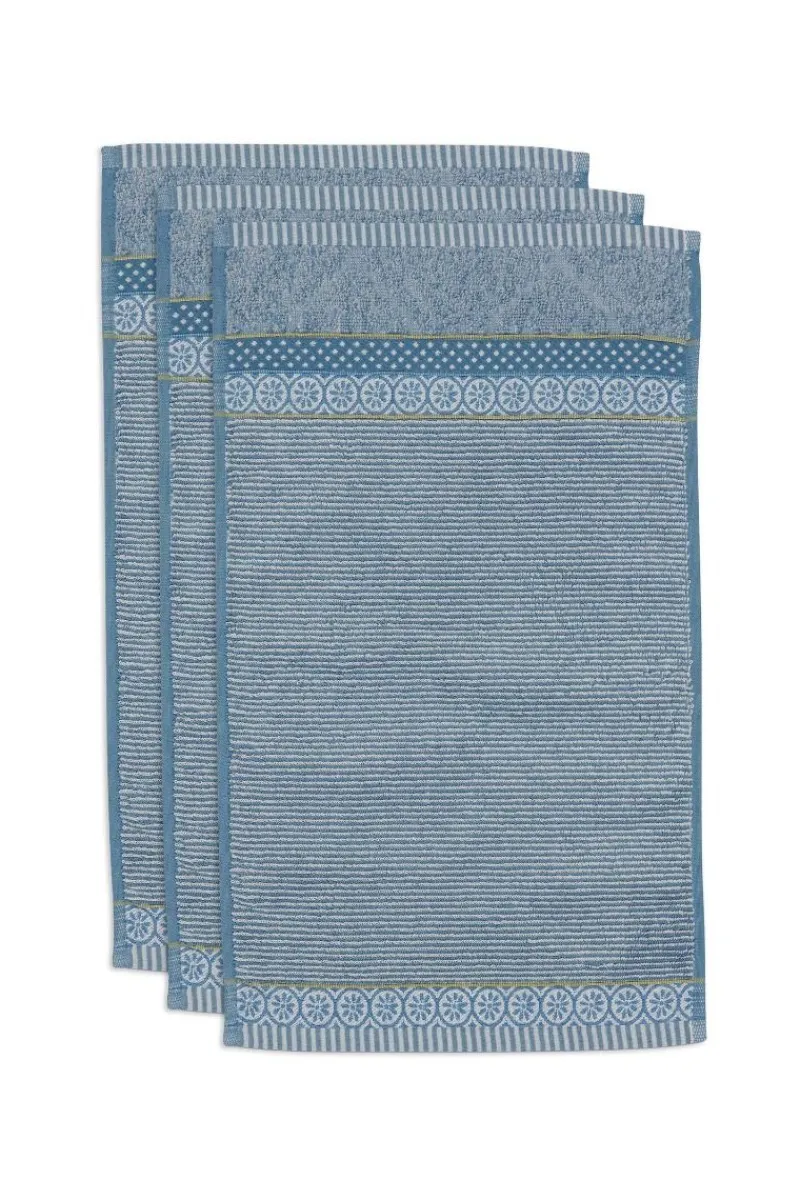 Pip Studio Gästetücher|Gästehandtuch Set/3 Soft Zellige /Grau 30X50cm Blau