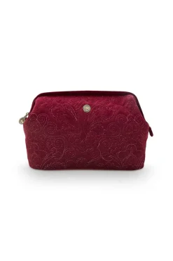 Pip Studio Kosmetiktasche|Kosmetiktasche Extra Gross Samt Quiltey Days Rot