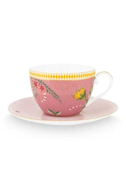 Pip Studio Cappuccino Tasse|Tasse & Untertasse|La Majorelle Cappuccino Tasse & Undertasse Rosa