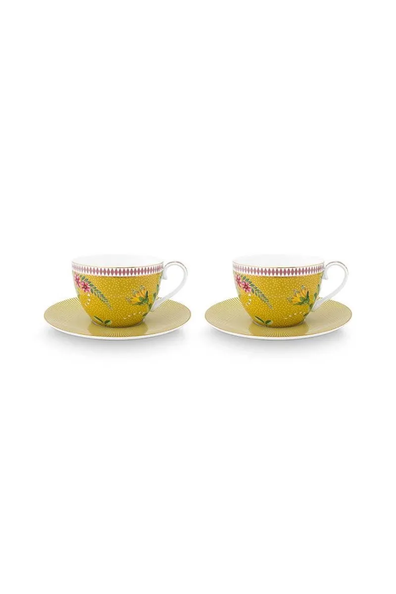 Pip Studio Porzellan Sets|Cappuccino Tasse|La Majorelle Set/2 Cappuccino Tasse & Undertasse Gelb