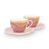 Pip Studio Porzellan Sets|Cappuccino Tasse|La Majorelle Set/2 Cappuccino Tassen & Undertassen Rosa