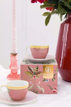 Pip Studio Porzellan Sets|Espresso Tasse|La Majorelle Set/2 Espresso Tassen & Untertassen Rosa