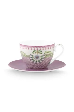 Pip Studio Cappuccino Tasse|Tasse & Untertasse|Lily & Lotus Cappuccino Tasse & Untertasse Lila Violett