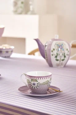 Pip Studio Porzellan Sets|Cappuccino Tasse|Lily & Lotus Set/2 Cappuccino Tasse & Untertasse Lila Violett