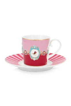 Pip Studio Tasse & Untertasse|Love Birds Cappuccino Tasse & Untertasse Rot/ Rosa