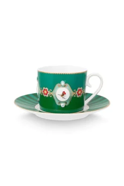 Pip Studio Cappuccino Tasse|Tasse & Untertasse|Love Birds Cappuccino Tasse & Untertasse Grün