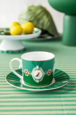 Pip Studio Cappuccino Tasse|Tasse & Untertasse|Love Birds Cappuccino Tasse & Untertasse Grün