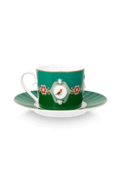Pip Studio Cappuccino Tasse|Tasse & Untertasse|Love Birds Cappuccino Tasse & Untertasse Grün