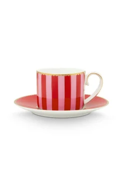 Pip Studio Espresso Tasse|Tasse & Untertasse|Love Birds Espresso Cup & Saucer Red/Pink Rosa