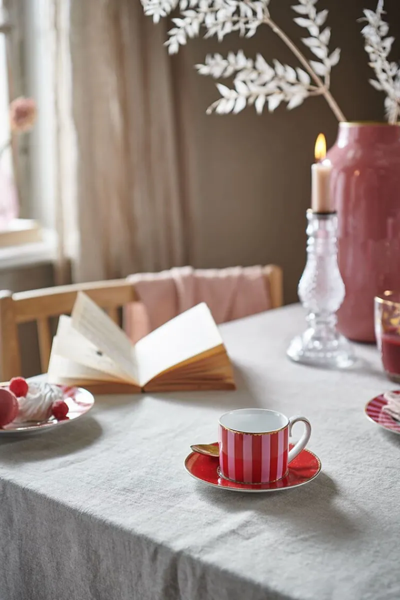 Pip Studio Espresso Tasse|Tasse & Untertasse|Love Birds Espresso Cup & Saucer Red/Pink Rosa