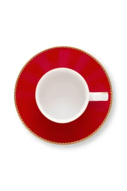 Pip Studio Espresso Tasse|Tasse & Untertasse|Love Birds Espresso Cup & Saucer Red/Pink Rosa
