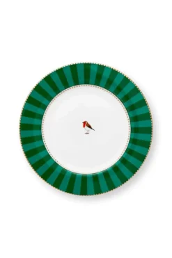 Pip Studio Gebäckteller|Love Birds Gebäckteller Streifen 17cm Grün
