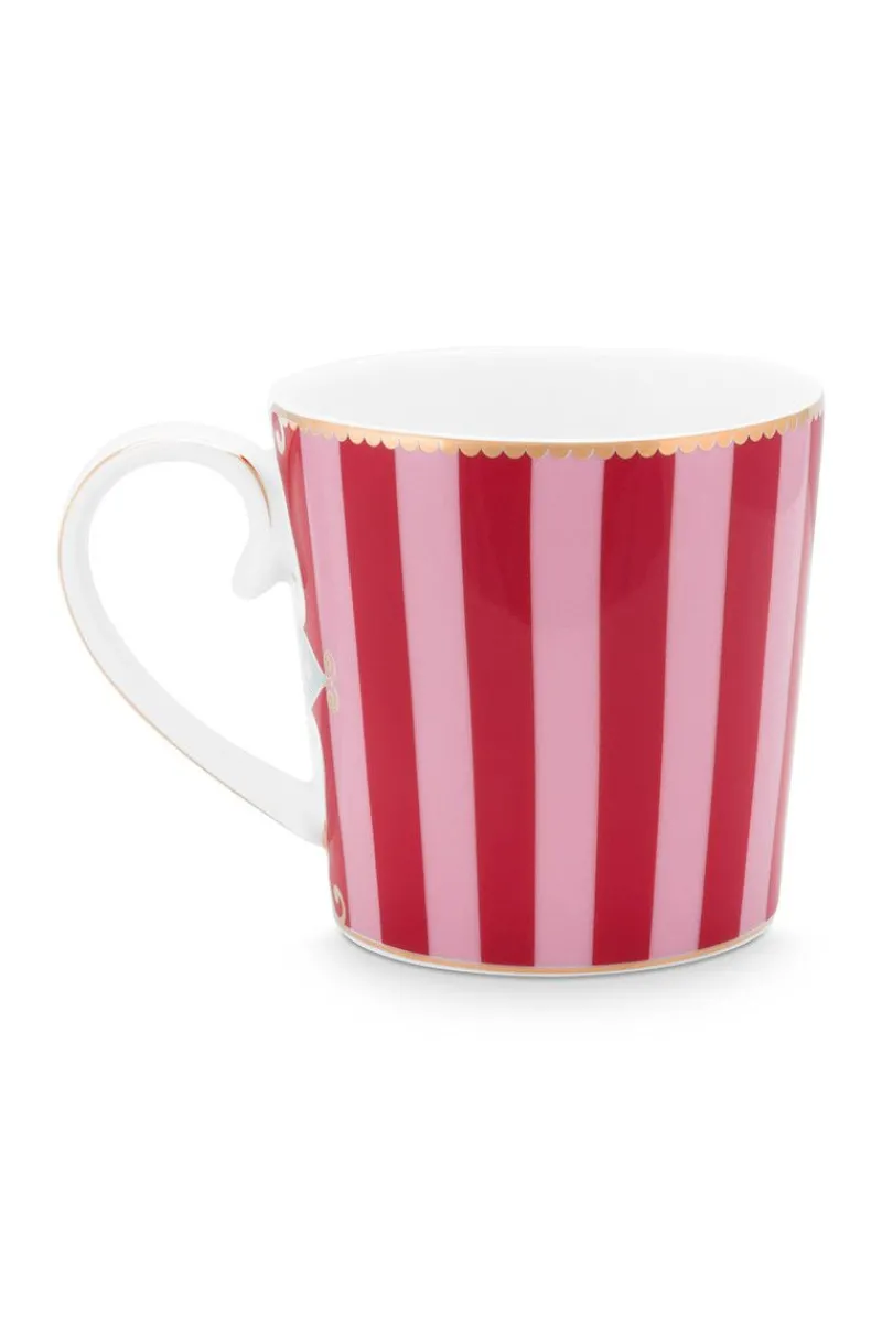 Pip Studio Teetassen|Kaffeetassen|Love Birds Tasse Gross Gestreift Rot/Rosa