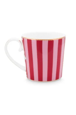 Pip Studio Kaffeetassen|Love Birds Tasse Klein Gestreift Rot/Rosa