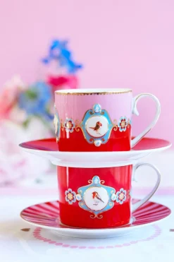 Pip Studio Kaffeetassen|Love Birds Tasse Klein Rot/Rosa