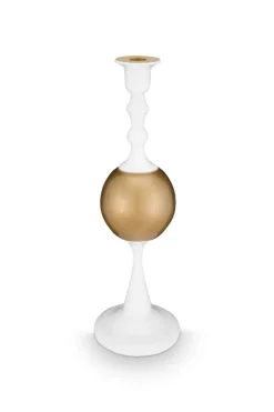 Pip Studio Weihnachten|Kerzenhalter|Metall Kerzenständer Sphäre Mittel 37cm Weiss-Gold