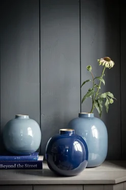 Pip Studio Große Vasen|Metall Vase Dunkelblau 23 cm
