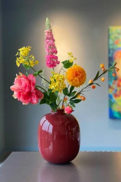 Pip Studio Große Vasen|Metall Vase Dunkel 32cm Rot