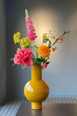 Pip Studio Große Vasen|Metall Vase 40cm Gelb