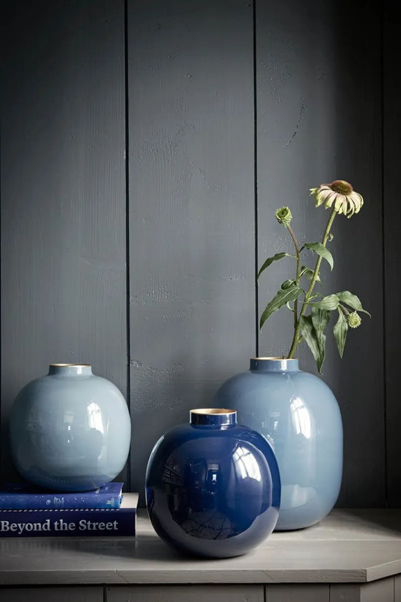 Pip Studio Große Vasen|Metall Vase Hellblau 23cm
