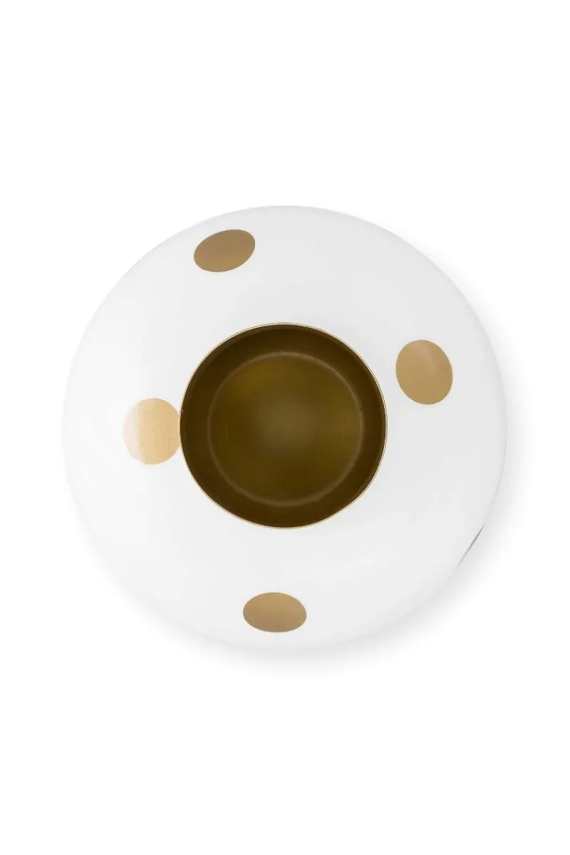 Pip Studio Weihnachten|Große Vasen|Metall Vase Punkte Weiß Gold 32cm Weiss-Gold