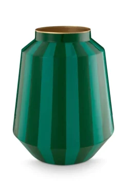 Pip Studio Große Vasen|Metall Vase Streifen 29cm Grün