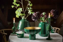 Pip Studio Große Vasen|Metall Vase Streifen 29cm Grün