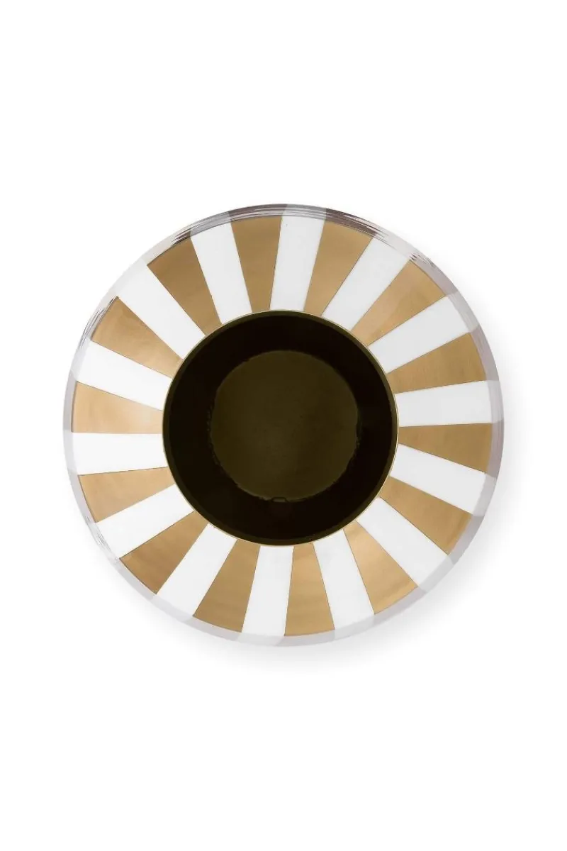 Pip Studio Weihnachten|Große Vasen|Metall Vase Streifen Weiß Gold 35cm Weiss-Gold