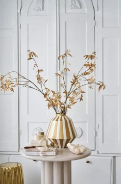 Pip Studio Weihnachten|Große Vasen|Metall Vase Streifen Weiß Gold 35cm Weiss-Gold