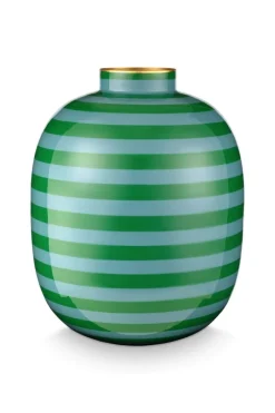 Pip Studio Große Vasen|Metall Vase Stripes 32cm Grün