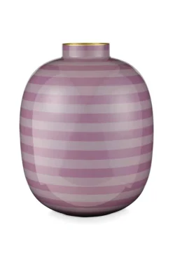 Pip Studio Große Vasen|Metall Vase Stripes Lila 32cm Violett