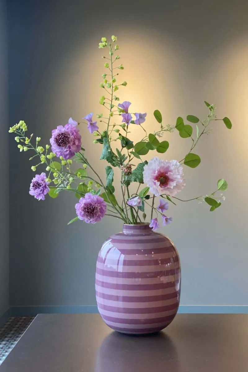 Pip Studio Große Vasen|Metall Vase Stripes Lila 32cm Violett