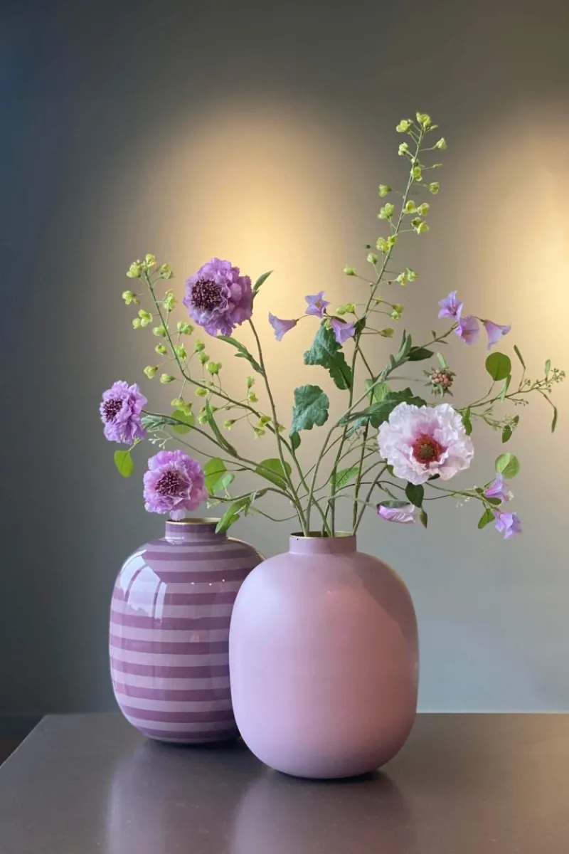 Pip Studio Große Vasen|Metall Vase Stripes Lila 32cm Violett
