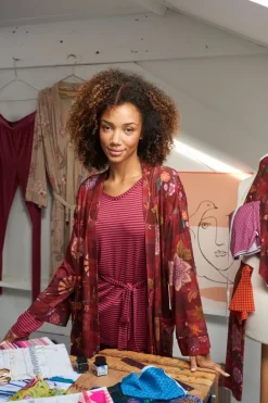 Pip Studio Kimonos|Bademäntel|Naomi Kimono Flores Felices Rot