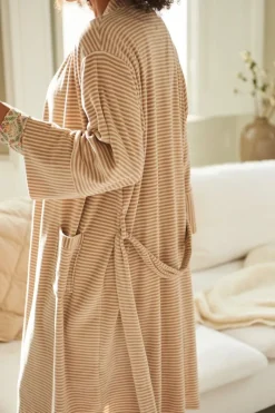 Pip Studio Kimonos|Bademäntel|Naomi Kimono Velvet Little Sumo Stripe Sand