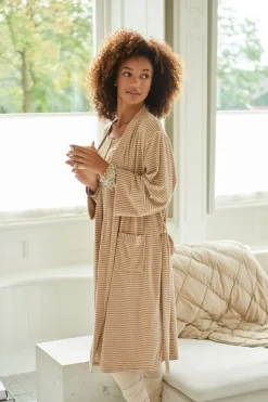 Pip Studio Kimonos|Bademäntel|Naomi Kimono Velvet Little Sumo Stripe Sand