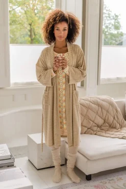 Pip Studio Kimonos|Bademäntel|Naomi Kimono Velvet Little Sumo Stripe Sand