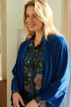 Pip Studio Kimonos|Bademäntel|Naomi Kimono Velvet Little Sumo Stripe Blau
