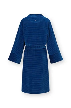 Pip Studio Kimonos|Bademäntel|Naomi Kimono Velvet Little Sumo Stripe Blau