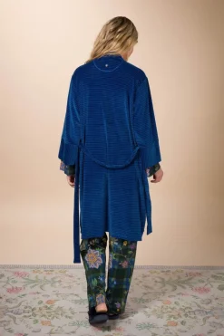 Pip Studio Kimonos|Bademäntel|Naomi Kimono Velvet Little Sumo Stripe Blau