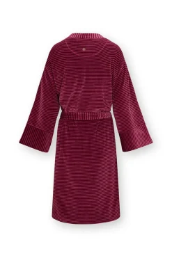 Pip Studio Kimonos|Bademäntel|Naomi Kimono Velvet Little Sumo Stripe Rosa Rot