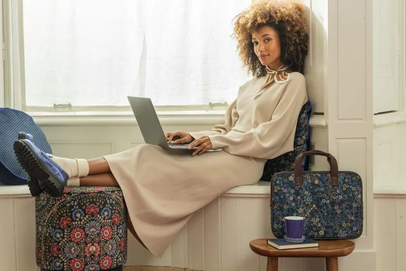 Pip Studio Taschen|Laptoptaschen|Olivia Laptoptasche Tutti i Fiori Blau