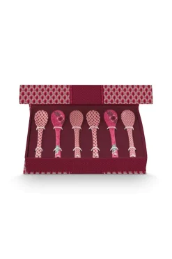 Pip Studio Besteck|Porzellan Sets|Oriental Flower Festival Set/6 Teelöffel Dunkel Rosa