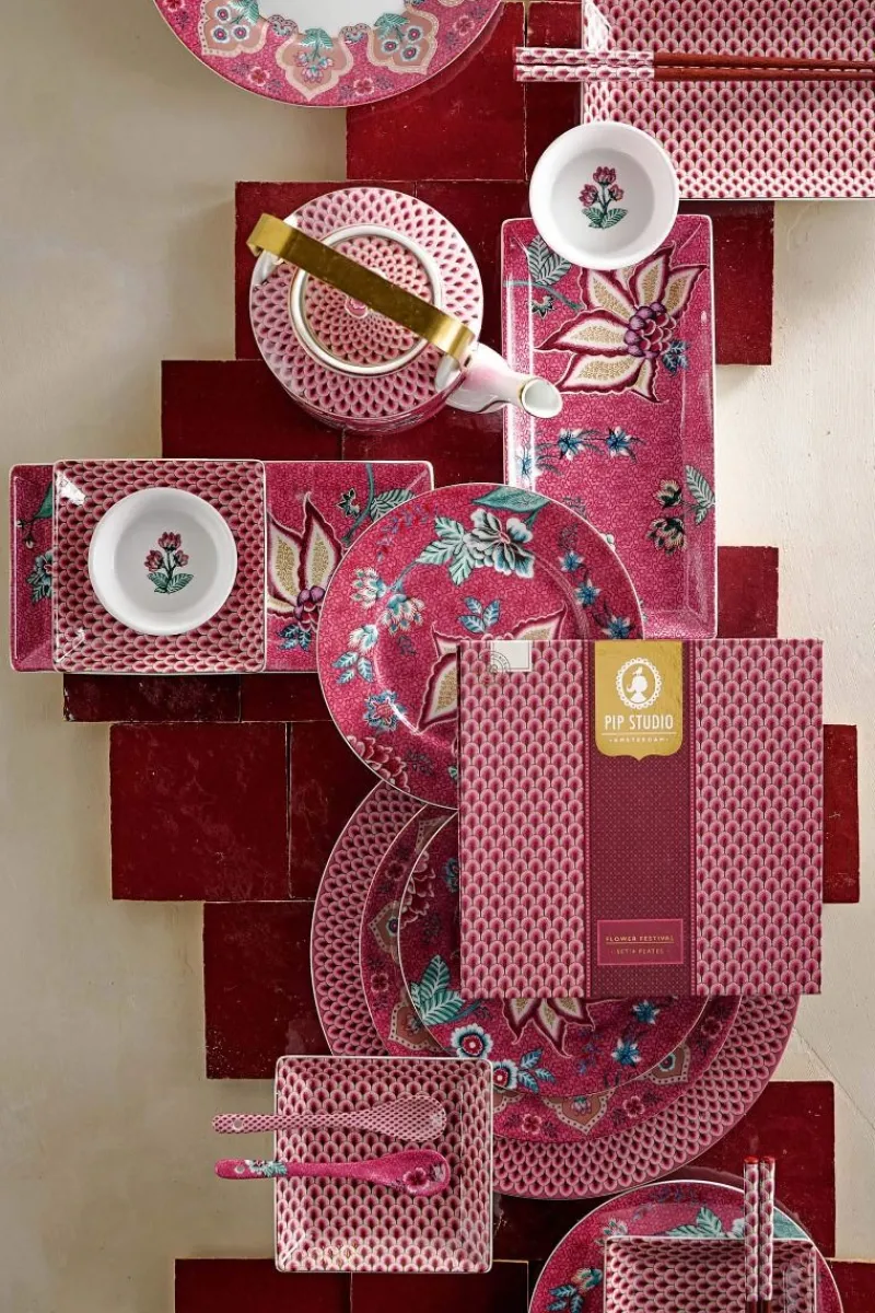 Pip Studio Besteck|Porzellan Sets|Oriental Flower Festival Set/6 Teelöffel Dunkel Rosa
