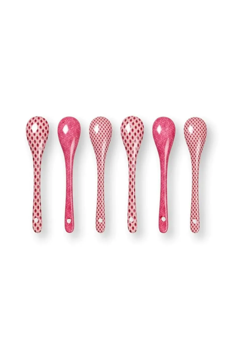 Pip Studio Besteck|Porzellan Sets|Oriental Flower Festival Set/6 Teelöffel Dunkel Rosa