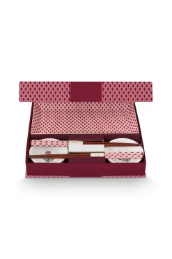 Pip Studio Porzellan Sets|Oriental Flower Festival Sushi Set Dunkel Rosa