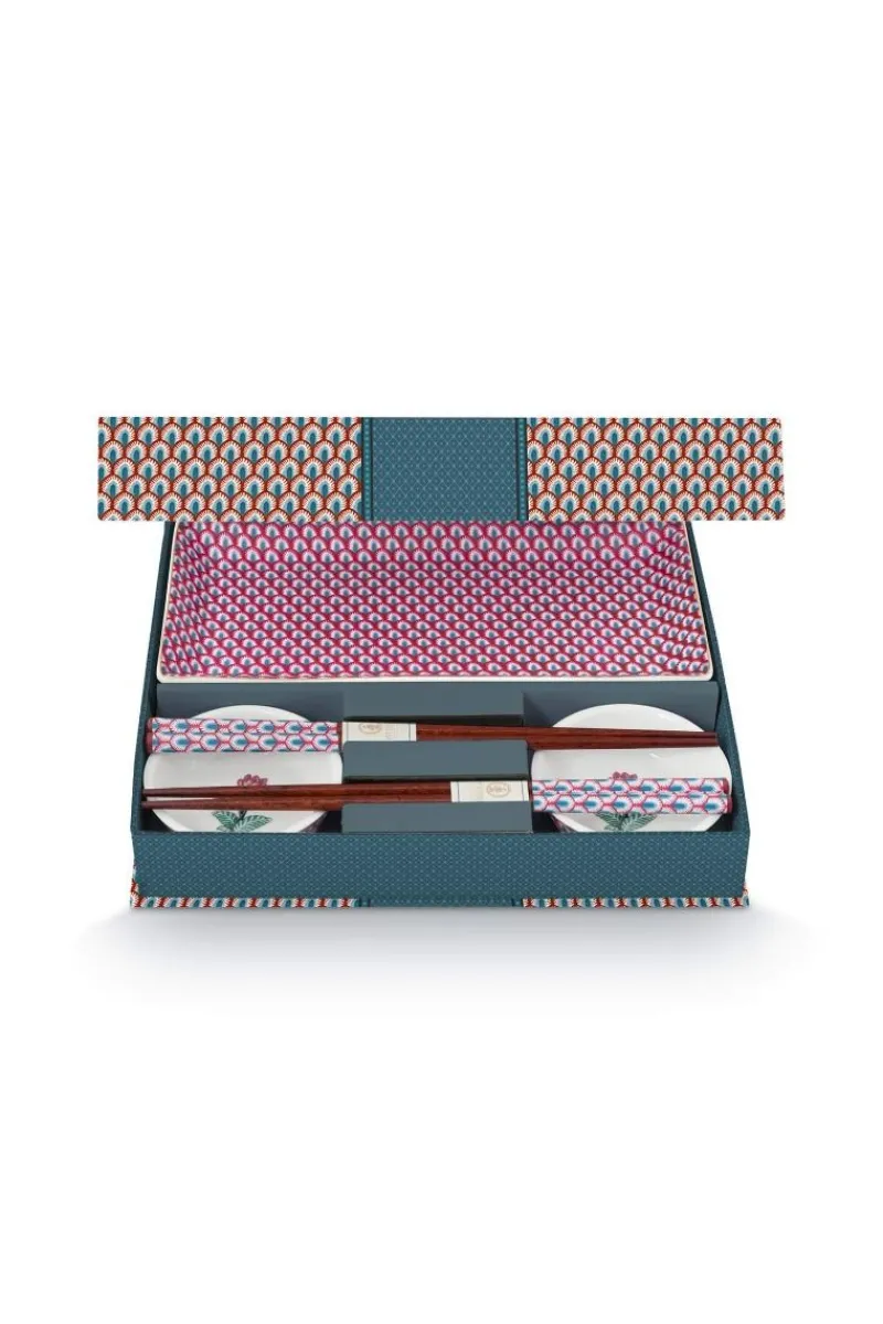 Pip Studio Porzellan Sets|Oriental Flower Festival Sushi Set Blau
