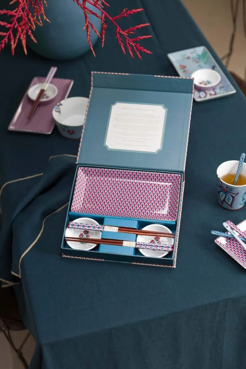 Pip Studio Porzellan Sets|Oriental Flower Festival Sushi Set Blau